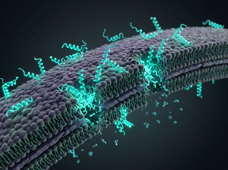 Antimicrobial peptides — scientific illustration
